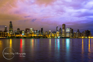 Original fine art photography of downtown Chicago at dusk. 