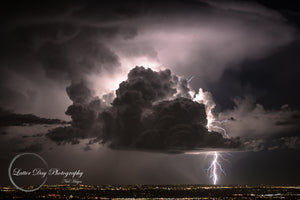 Original fine art photography of a breathtaking thunderstorm over downtown Denver Colorado.