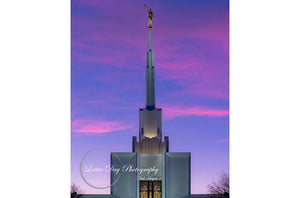 A beautiful image of the Denver Colorado Temple during sunset.
