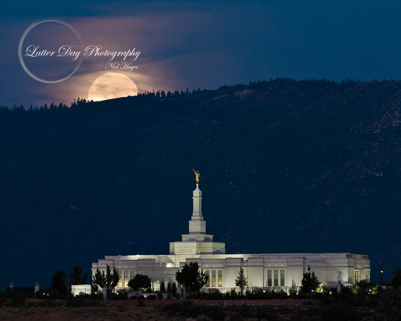 Original fine art photography print of the LDS Reno Nevada Temple.